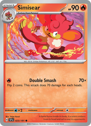 SSP Surging Sparks 023/252 Simisear (Common - reverse)