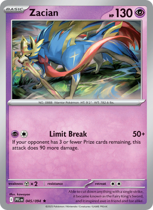 PFL Phantasmal Flames 045/130 Zacian (Rare - holo)