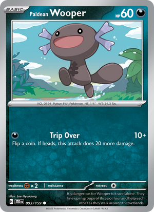 JTG Journey Together 093/190 Paldean Wooper (Common - reverse)