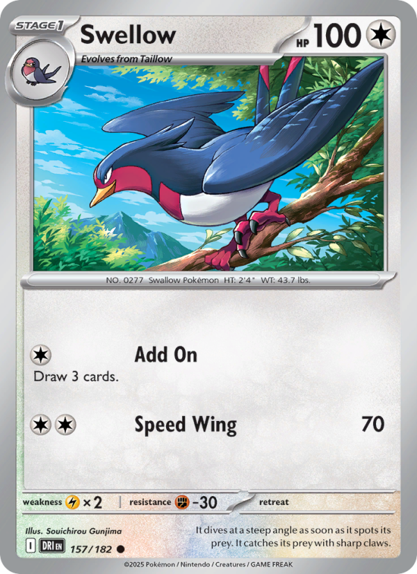 DRI Destined Rivals 157/244 Swellow (Common - reverse)