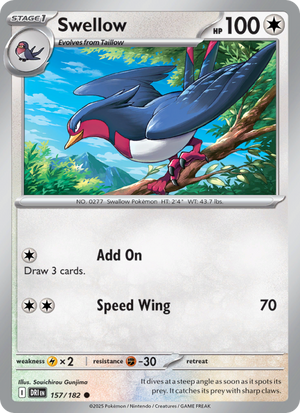 DRI Destined Rivals 157/244 Swellow (Common - reverse)