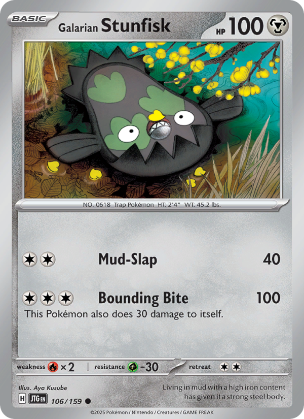 JTG Journey Together 106/190 Galarian Stunfisk (Common - reverse)