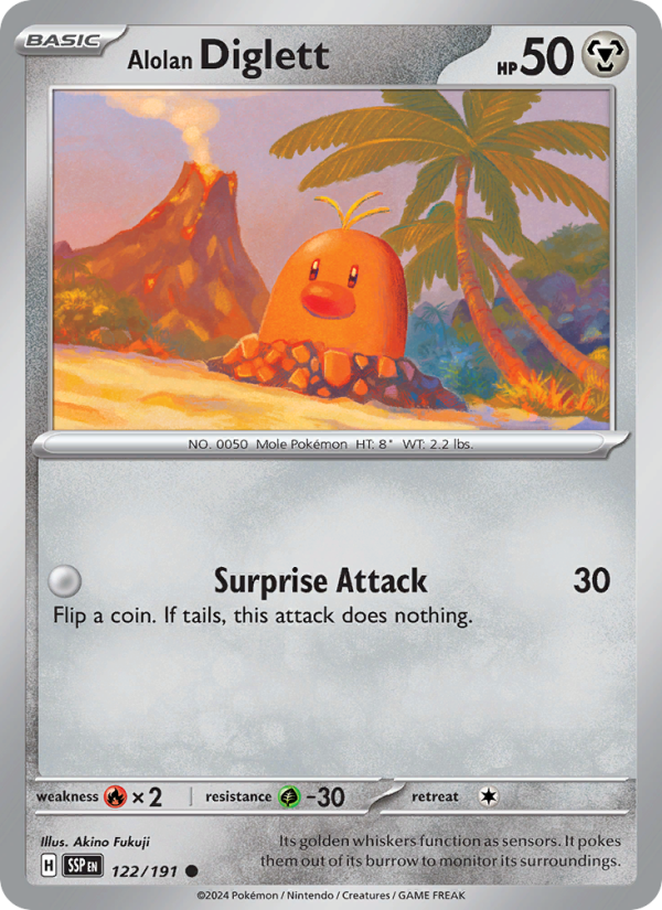 SSP Surging Sparks 122/252 Alolan Diglett (Common - reverse)