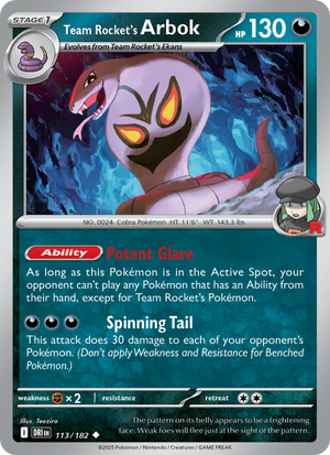 DRI Destined Rivals 113/244 Team Rocket's Arbok (Uncommon - normal)