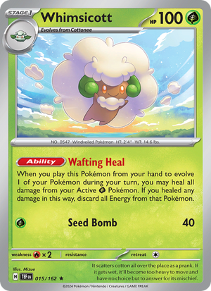 TEF Temporal Forces 015/218 Whimsicott (Rare - holo)