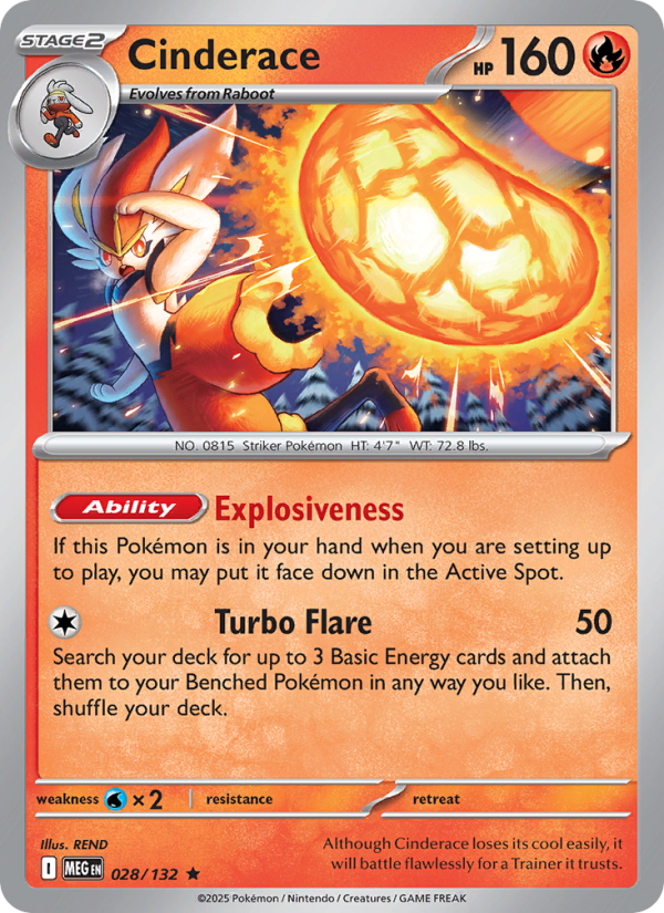 MEG Mega Evolution 028/188 Cinderace (Rare - reverse)