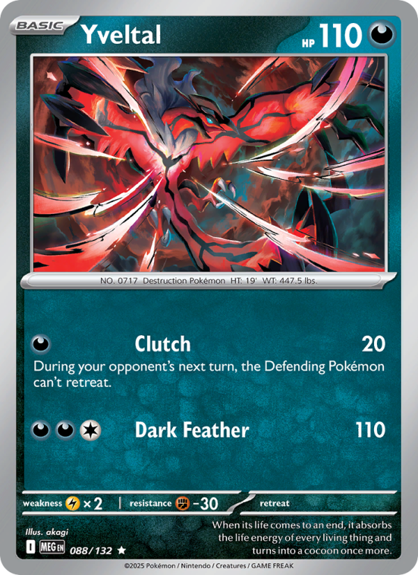MEG Mega Evolution 088/188 Yveltal (Rare - reverse)