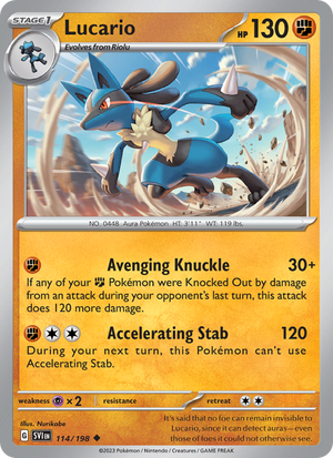 SV Scarlet & Violet 114/258 Lucario (Uncommon - normal)