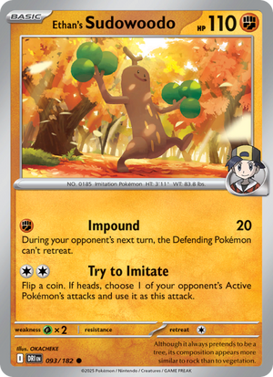 DRI Destined Rivals 093/244 Ethan's Sudowoodo (Common - reverse)