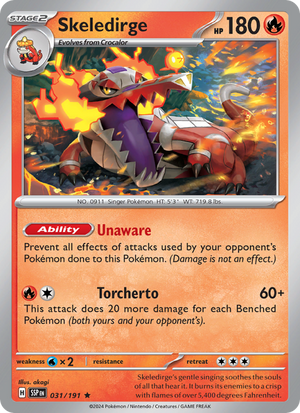 SSP Surging Sparks 031/252 Skeledirge (Rare - reverse)